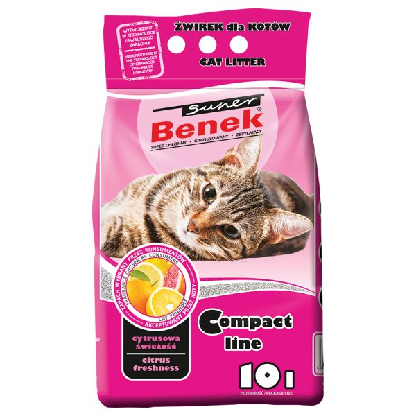 Super Benek Compact Citrus Freshness Cat Litter - 10l (approx. 8kg)