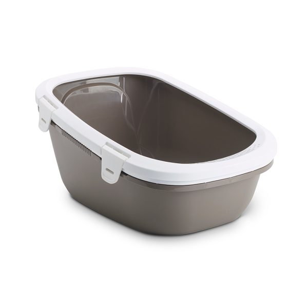 Savic Simba Cat Litter Tray with Sieve - Warm Grey & White