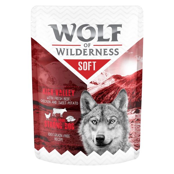 Wolf of Wilderness Adult "Soft" Pouches Saver Pack 24 x 300g  - High Valley - Chicken with Beef